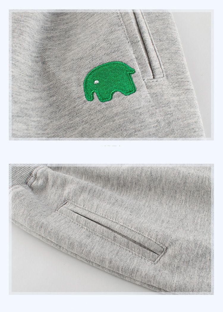 純棉長褲-可愛大象-黑色