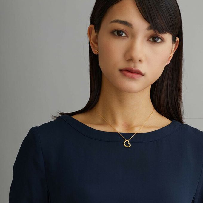 日本 Melody Accessory - 日本製 簡約典雅愛心造型項鏈-金