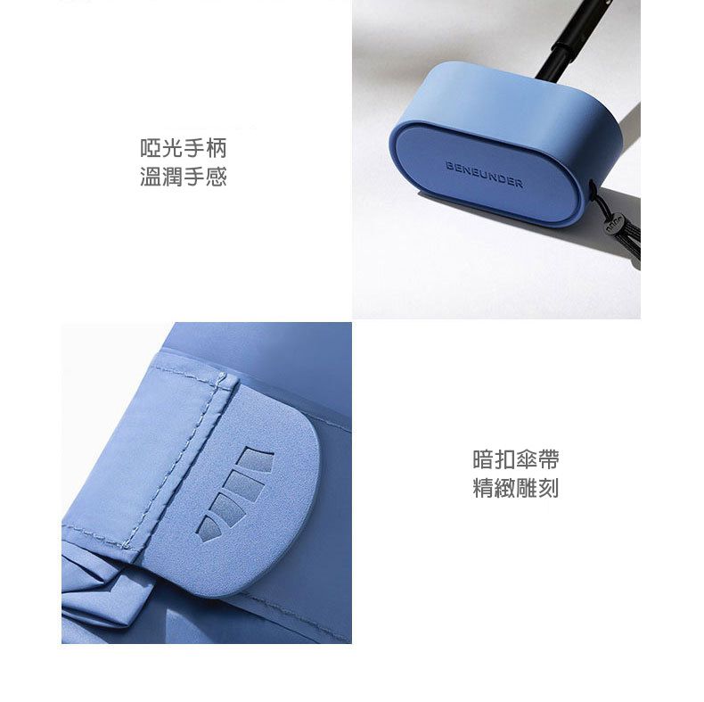 Beneunder - 六折迷你扁傘(附時尚手拿包)-高級灰