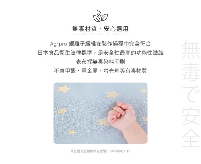 日本 Combi - Ag+pro銀離子抗菌睡墊-三件組-(蠟筆點點-星星藍)-36個月起