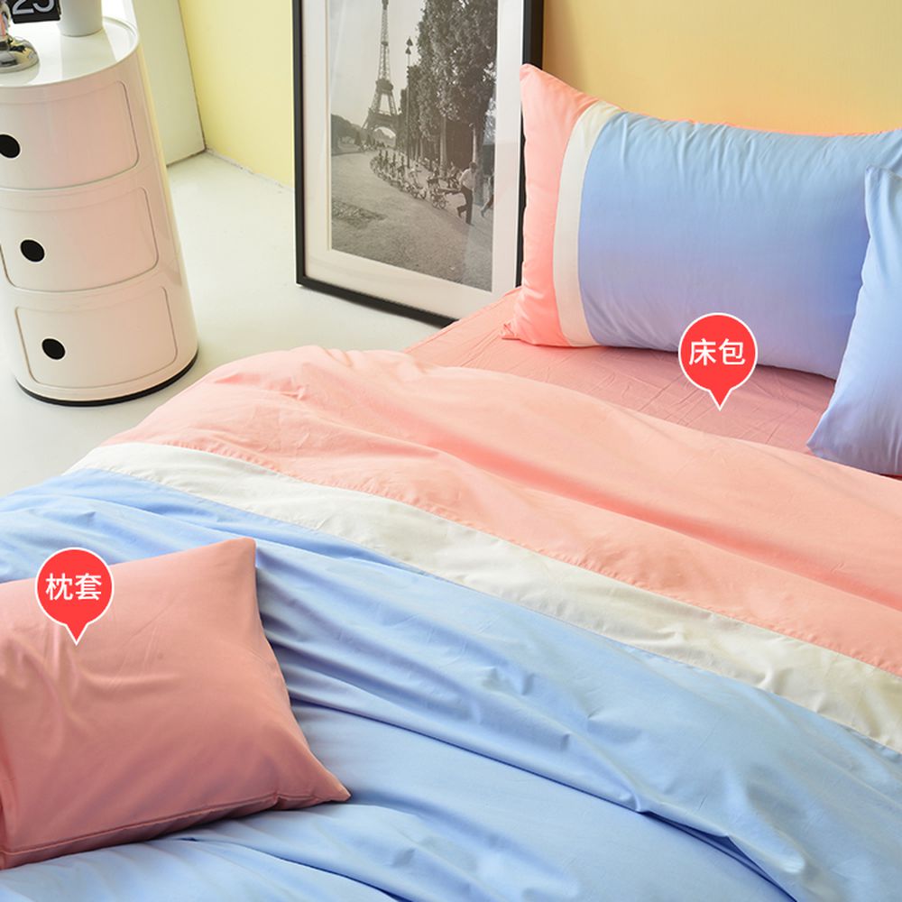 台灣製 人造水洗棉寢具組-地中海-單人床包被套三件組