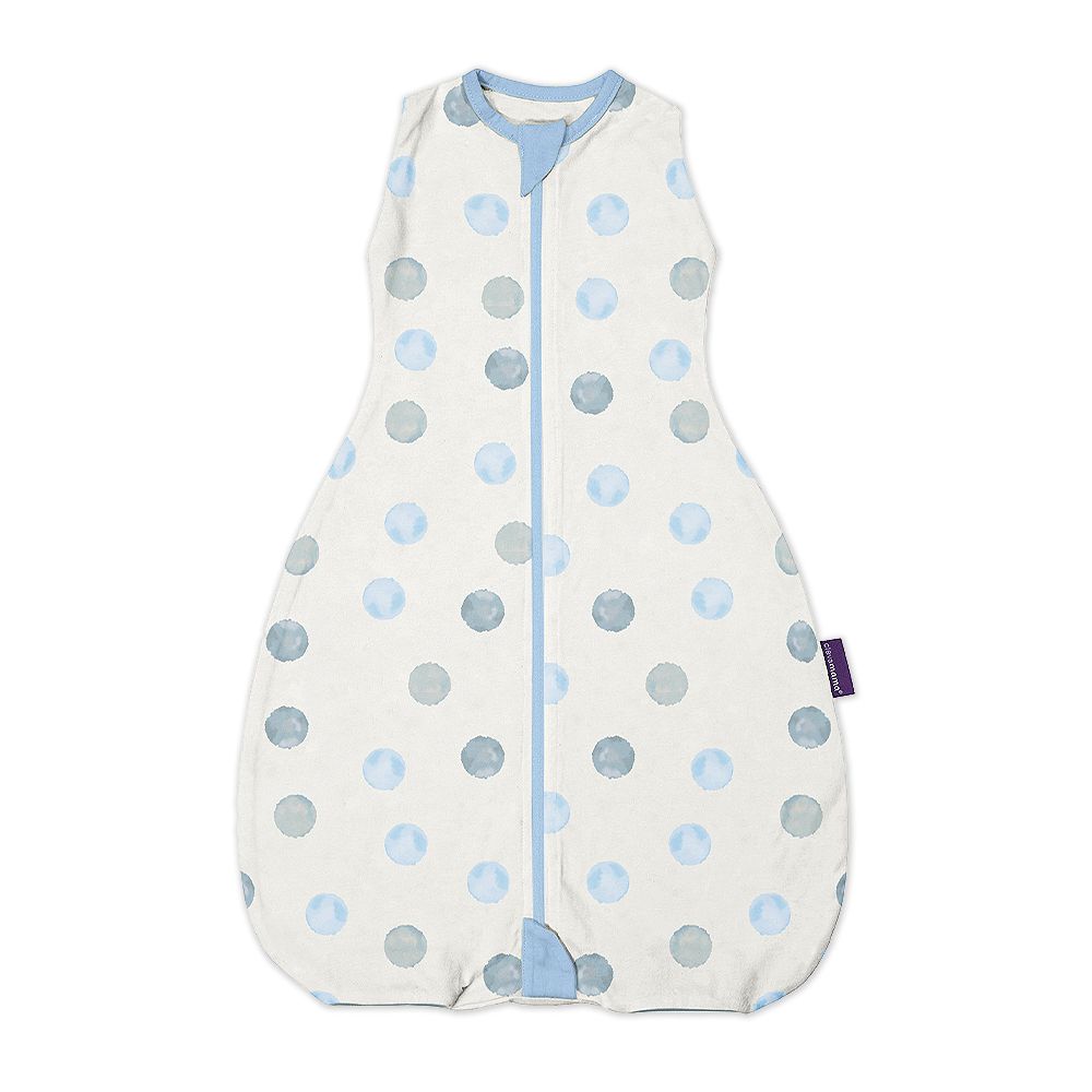 【ClevaMama】ClevaSleep 純棉三合一懶人包巾-基本款(睡袋 防踢被 純棉包巾 新生兒包巾 多功能包巾)-水彩波點(藍)