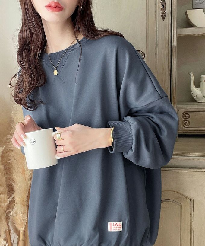 日本 Classical Elf - Java 棉混裏毛圓領素色大學T-深灰藍