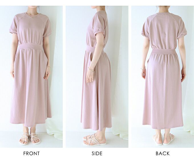 日本 BLUE EAST - 棉混透氣修身泡泡短袖洋裝-藍