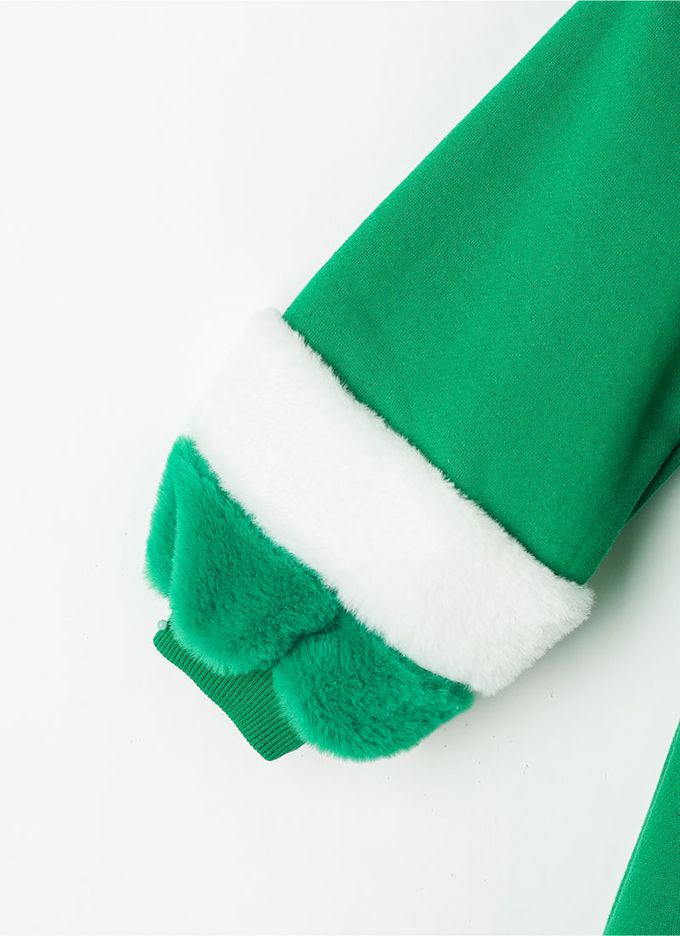 韓國 OZKIZ - (可拆式領)毛絨領結內磨毛洋裝/聖誕-綠