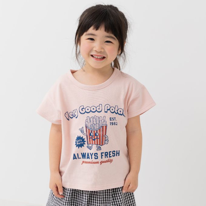 日本 Chil2 - 100%棉 可愛印花短袖上衣-漢堡-灰黑