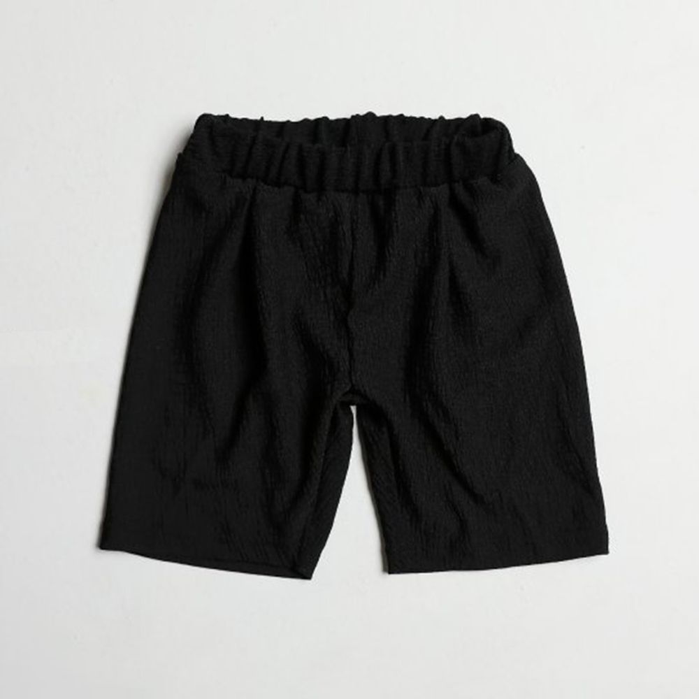 韓國製 - 皺摺感涼感短褲-黑