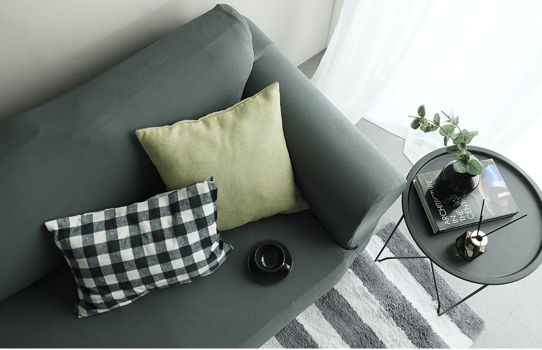 韓國 Prielle - 包覆型超彈力透氣防污沙發套-深灰