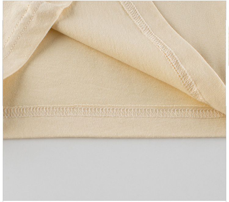 純棉圓領薄長袖上衣-熊熊宅在家-杏色