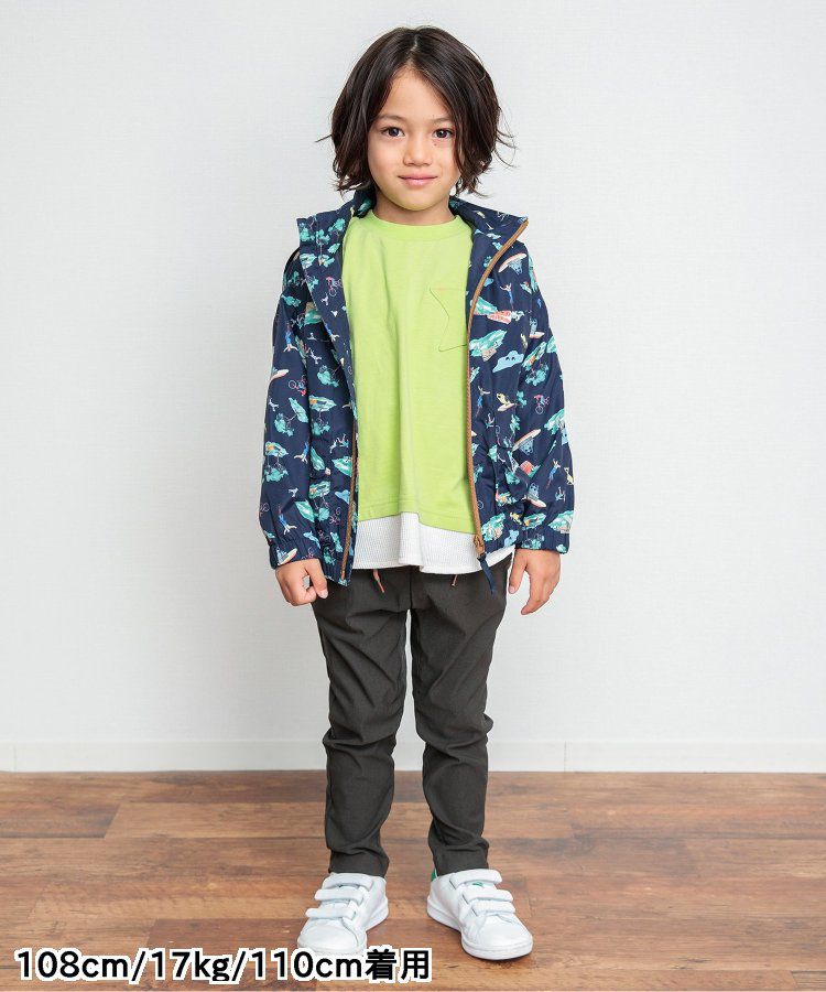 日本 BREEZE - 潑水加工 繽紛連帽防風外套-萊姆