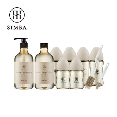 Simba 小獅王辛巴 - 強酵去汙！蘊蜜鉑金PPSU寬口奶瓶清潔明星組-新生適用-杏茶