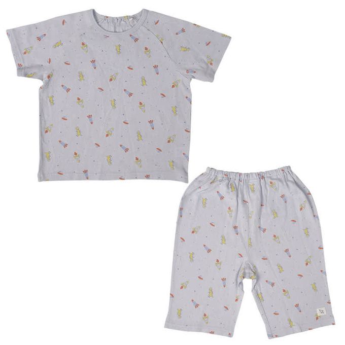 akachan honpo - 短袖家居服-恐龍火箭-淺藍色 (100cm)