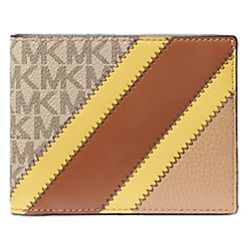 MICHAEL KORS - 拼接皮革附活動夾短夾禮盒組 (米加黃色)