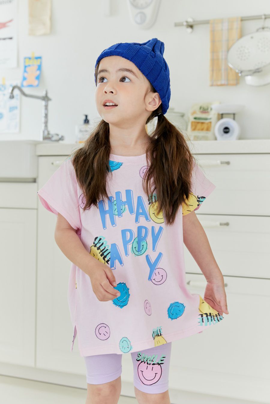 韓國 MINIATURE - HAPPY笑臉短袖上衣-粉紅