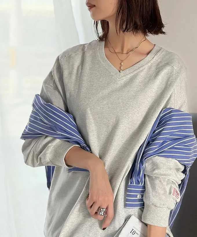 日本 Classical Elf - Java 簡約顯瘦V領長袖上衣-黑