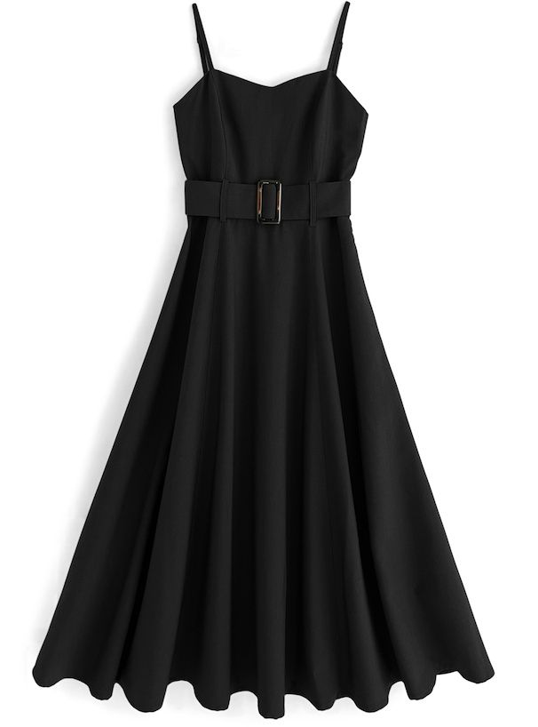 日本 GRL - 優雅修身寬腰帶吊帶裙/洋裝-淺米杏