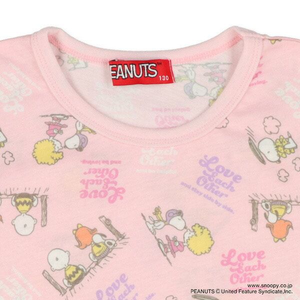 日本西松屋 - 聯名款 兩件式短袖家居服/睡衣-史努比-淺粉