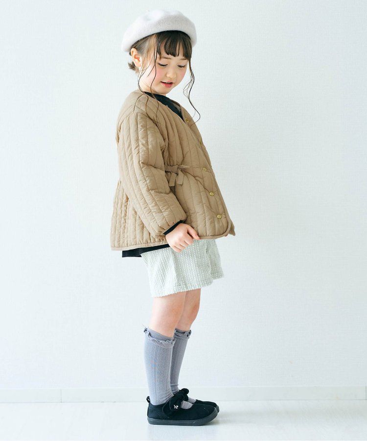 日本 apres les cours - 絎縫束腰氣質金釦雙面穿外套-花朵x淺卡其