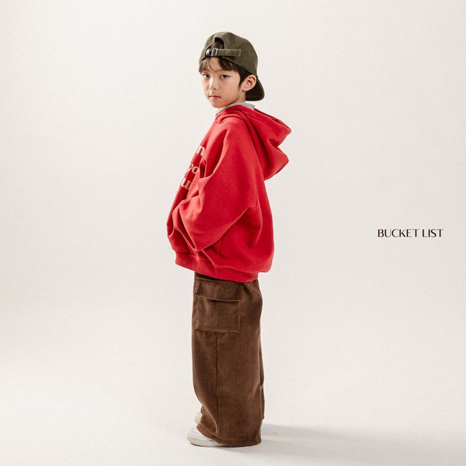 韓國 BUCKET LIST - (內磨毛)個性文字寬鬆連帽T-藍