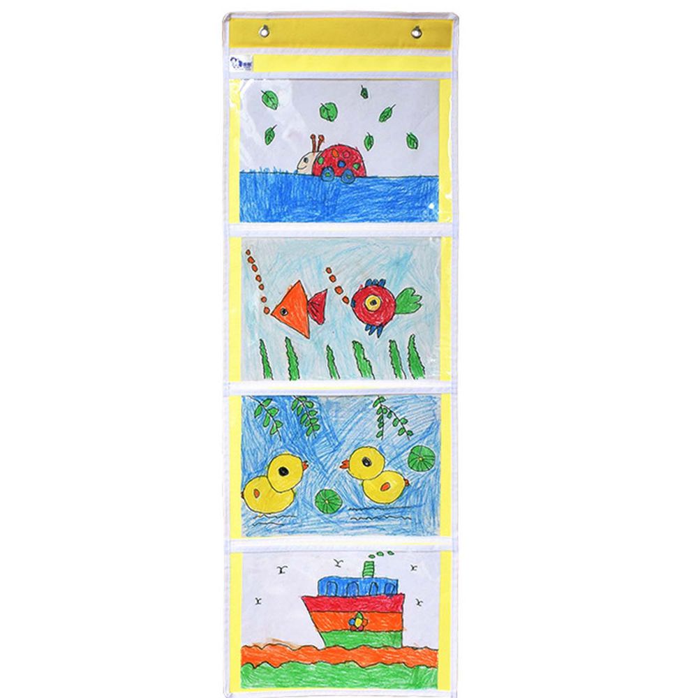 牛津布美術文件通告掛袋-A4橫款四格-黃色 (35*101cm)