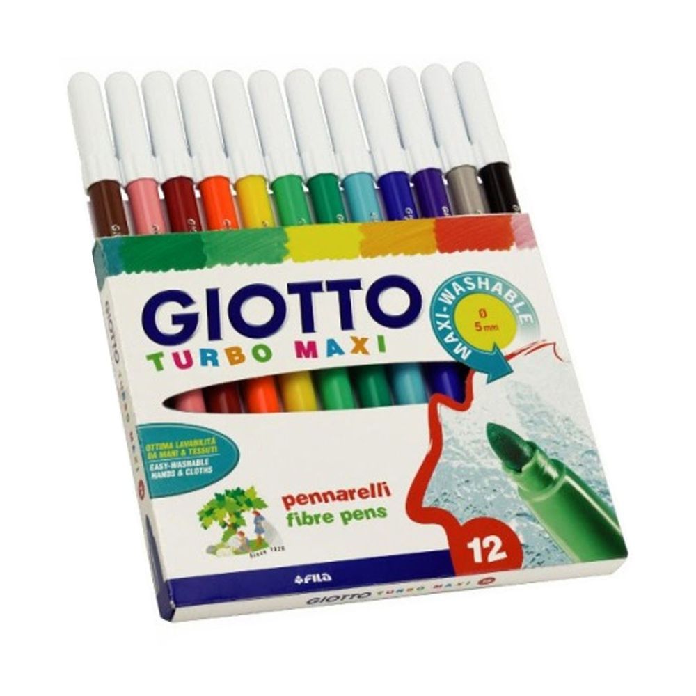 義大利GIOTTO - 可洗式兒童安全彩色筆(12色)