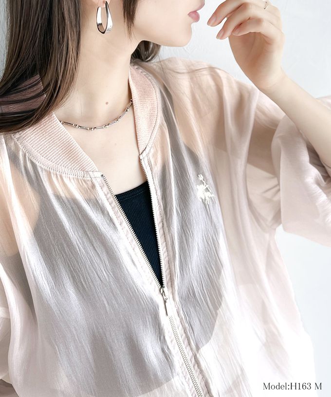 日本 Classical Elf - 輕盈透膚微光澤拉鍊薄外套-黑