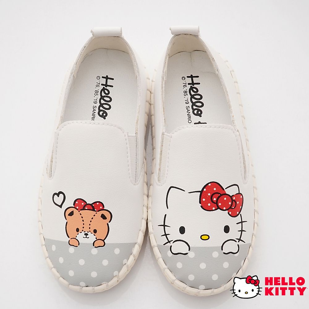 HELLO KITTY - 凱蒂貓皮質不對稱休閒鞋款(中小童款)-白