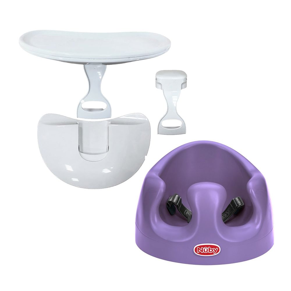 Nuby - 兩用幫幫椅+餐盤配件-葡萄紫