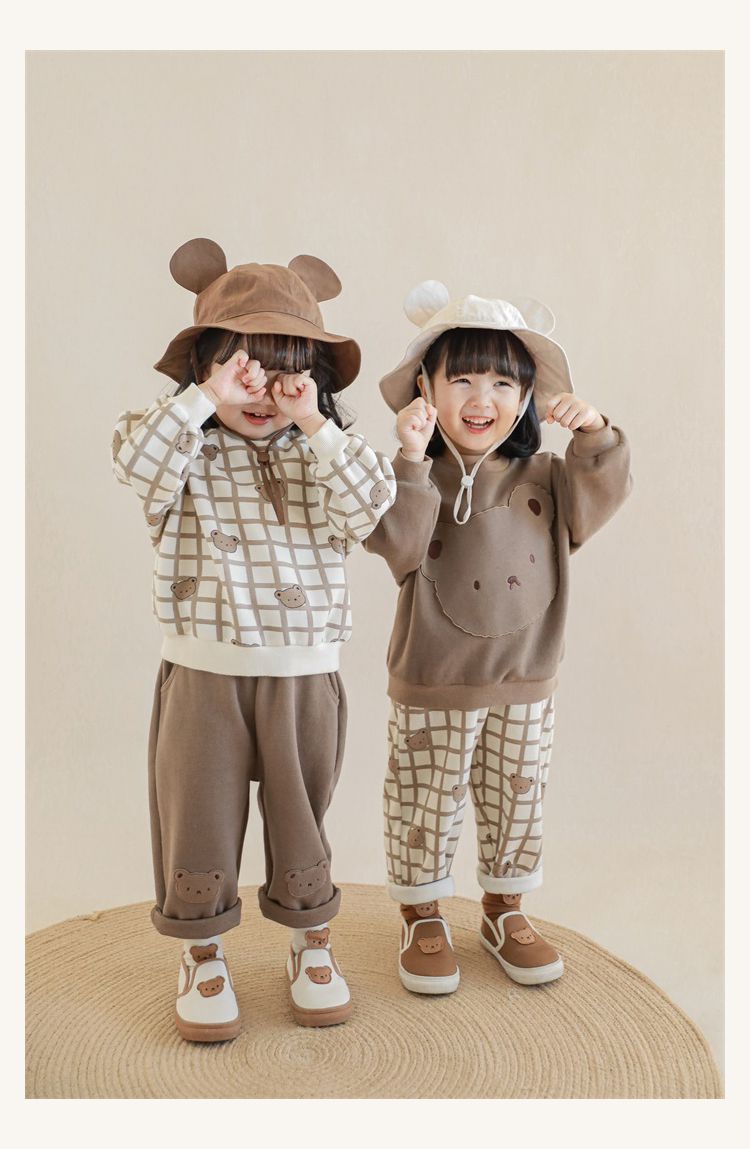 童趣造型吊帶長褲-熊熊小口袋-米白色