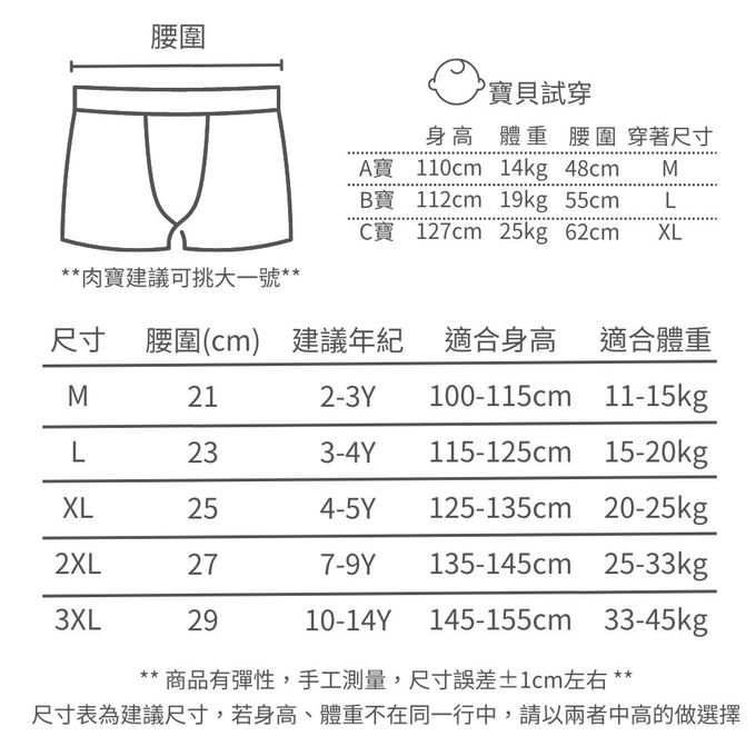 小 pipi - 有機純棉兒童四角平口內褲3件組_女童-繽紛小熊