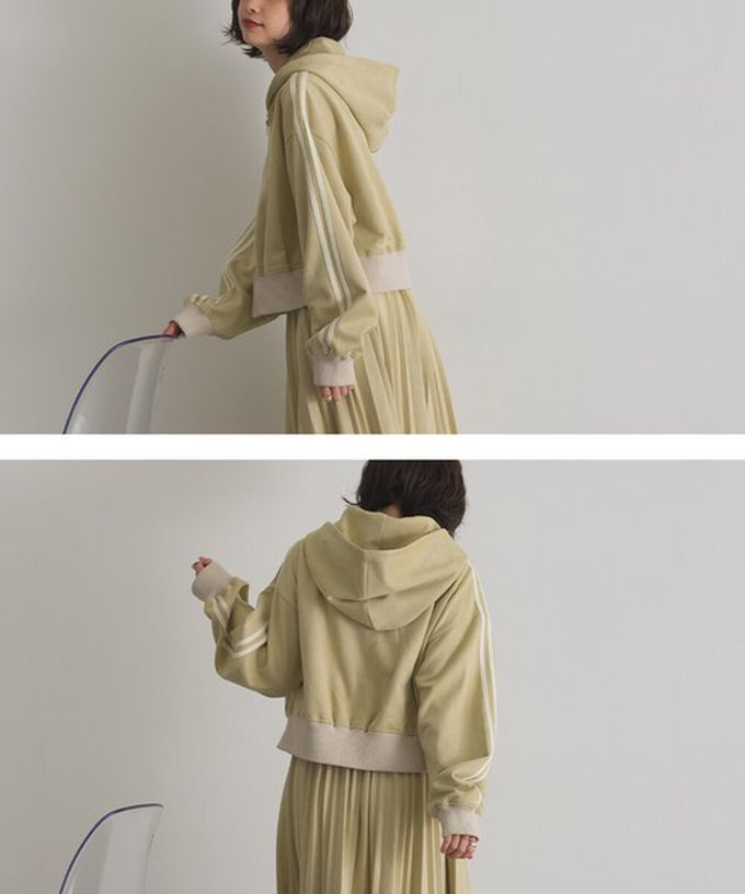 日本 ELENCARE DUE - 麂皮俐落雙拉鍊短版連帽外套-炭灰