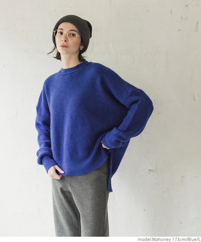 日本 COCA - 前短後長遮臀柔軟毛衣-奶油杏