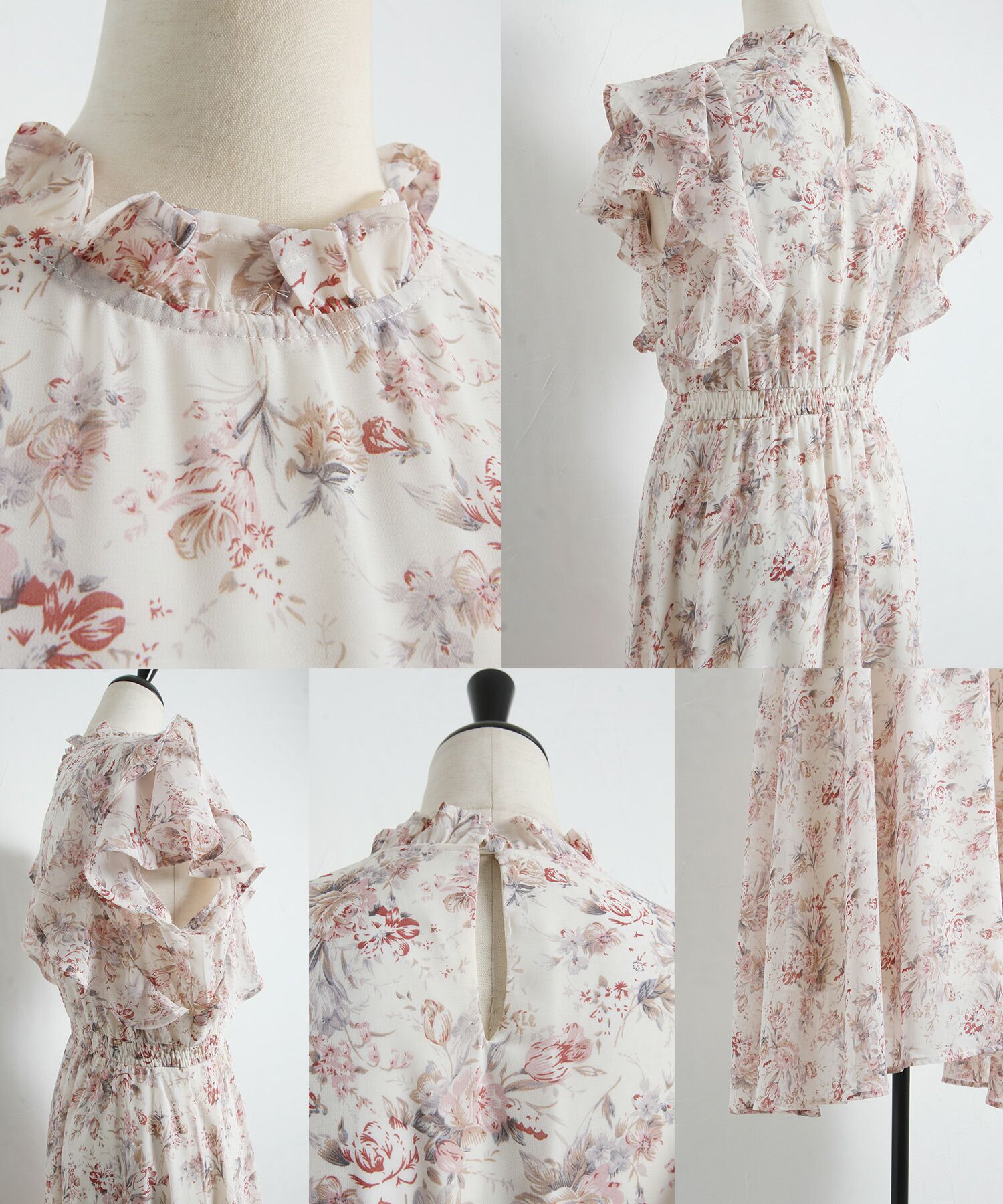 日本 tocco-closet - 優雅荷葉領無袖洋裝-甜蜜花園-天空藍