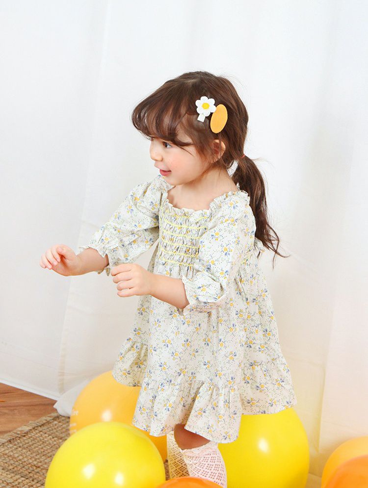韓國 Babyblee - 雛菊花朵髮夾/髮飾4入組-芥末黃