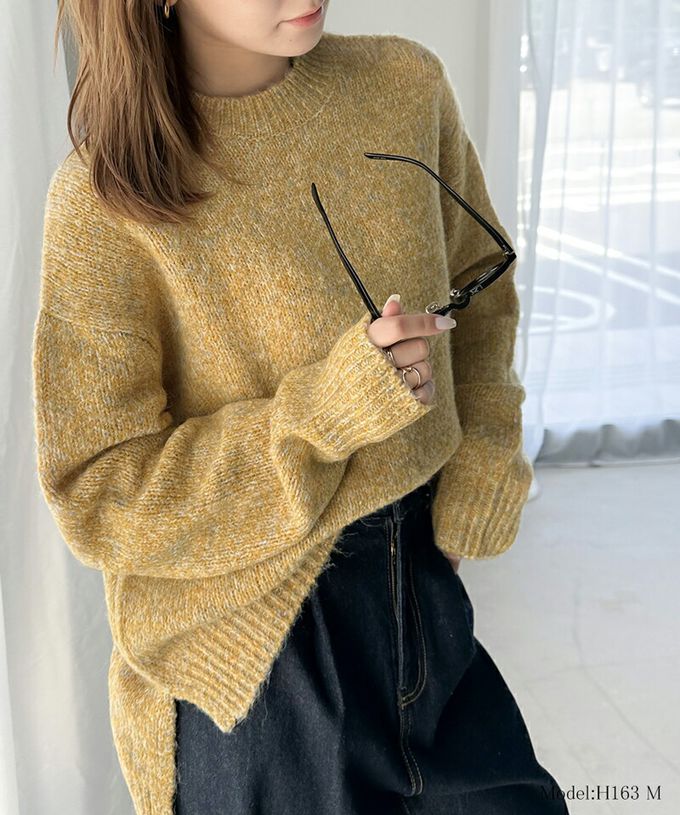 日本 Classical Elf - Java 溫柔感羊毛混紡針織上衣-水藍白