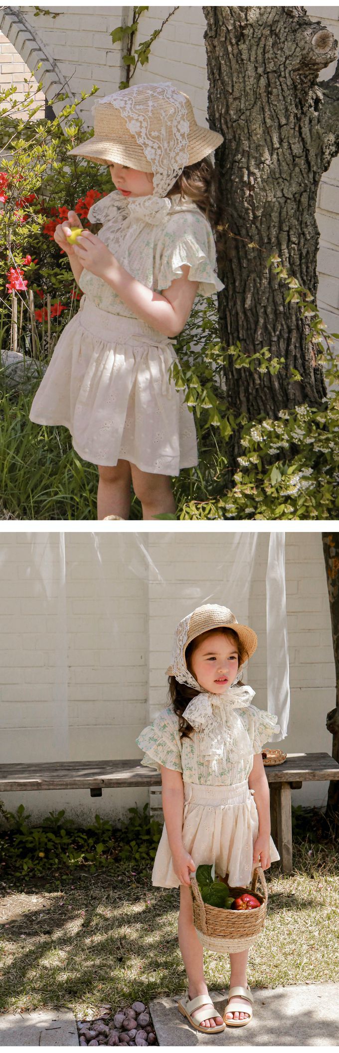 韓國 Puellaflo - 氣質女孩花布領短袖上衣-滿版花印