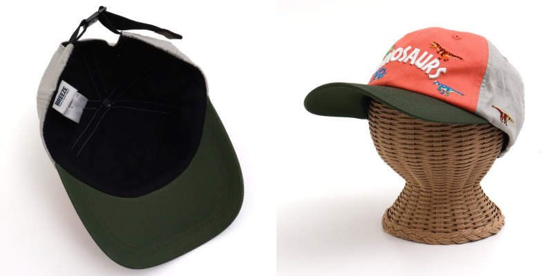 日本 BREEZE - 聯名款 恐龍刺繡棒球帽-撞色-亮橘