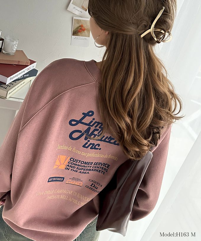 日本 Classical Elf - Java 背後美式logo裏起毛長袖上衣-米灰