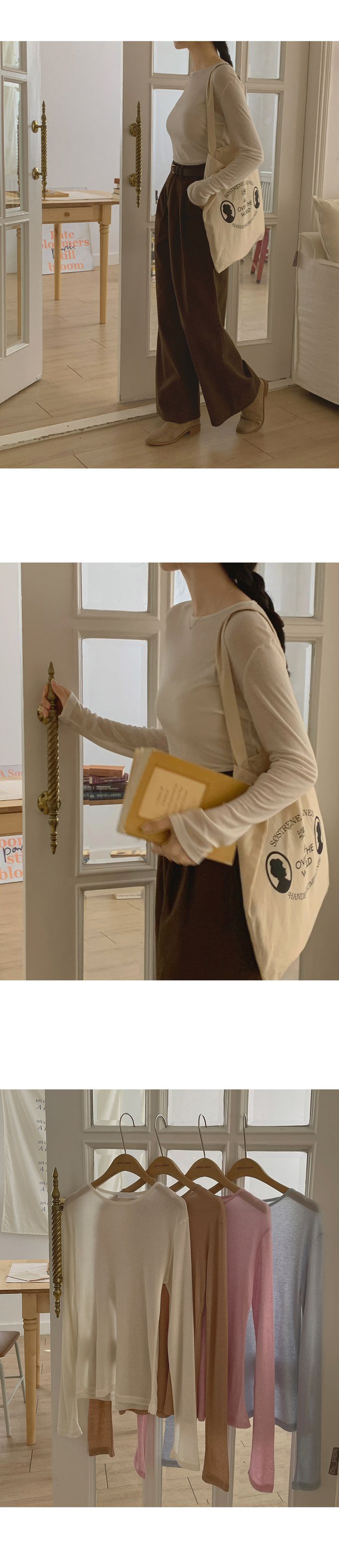 韓國女裝代購 - 換季必備！極簡薄透長袖上衣-黑 (FREE)