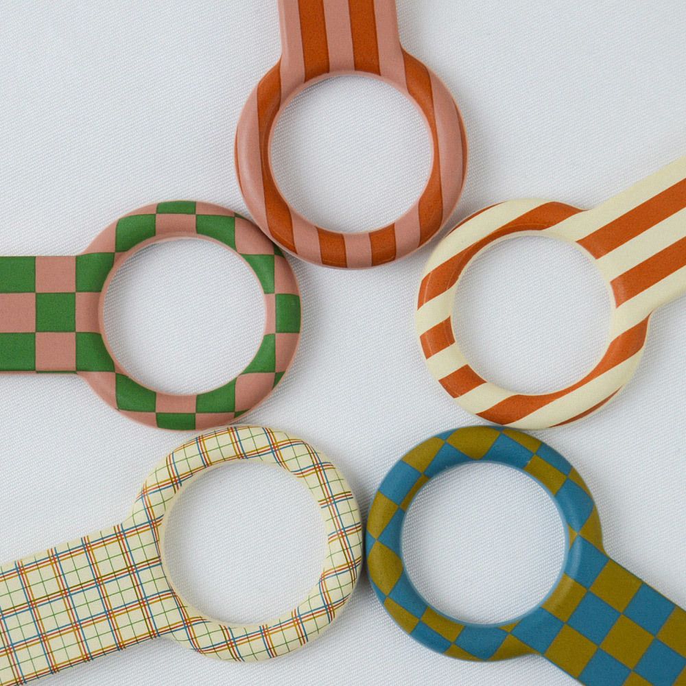 丹麥 GRECH & CO. - 矽膠奶嘴夾-格紋粉 (長度21CM)