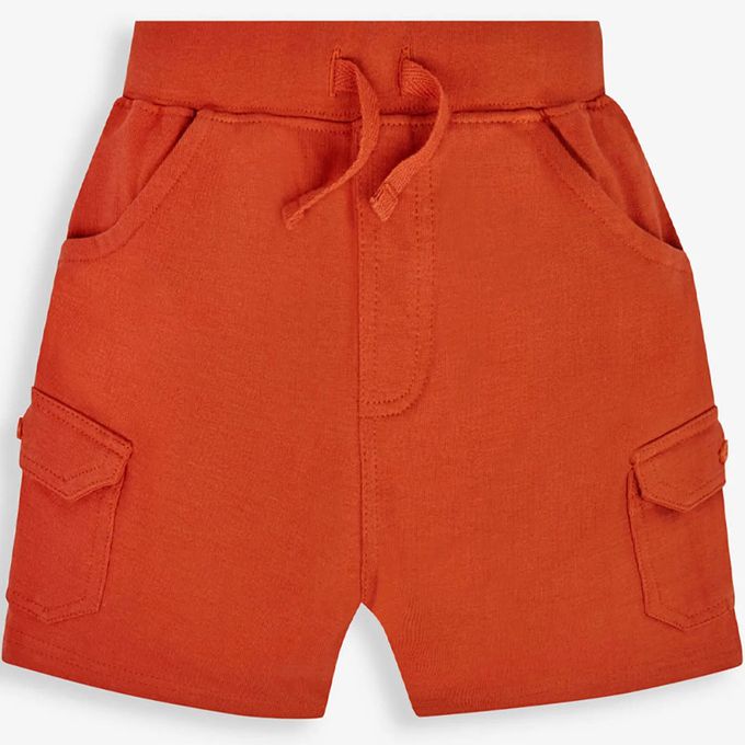 英國 JoJo Maman BeBe - 超優質嬰幼兒/兒童100%純棉綁繩工裝短褲2入組-橘綠