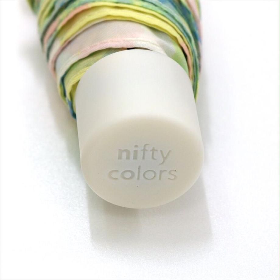 日本 nifty colors - 抗UV輕量 晴雨兩用折疊傘-春日綻放-藍綠 (直徑88cm/158g)