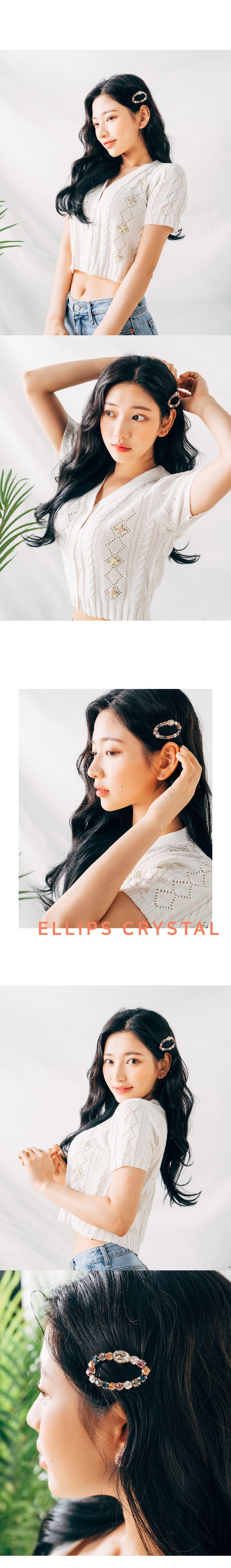 韓國 Soo&Soo - 璀璨寶石卡扣式髮夾-橢圓形