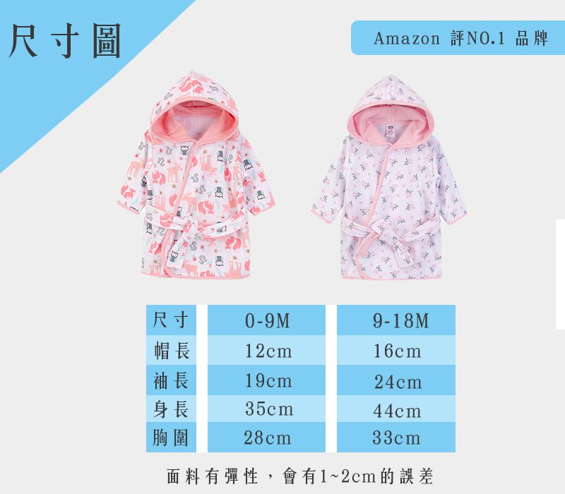 美國 Luvable Friends - 甜蜜寶貝嬰幼兒綁帶連帽浴巾/浴袍-粉色森林 (0-9M)