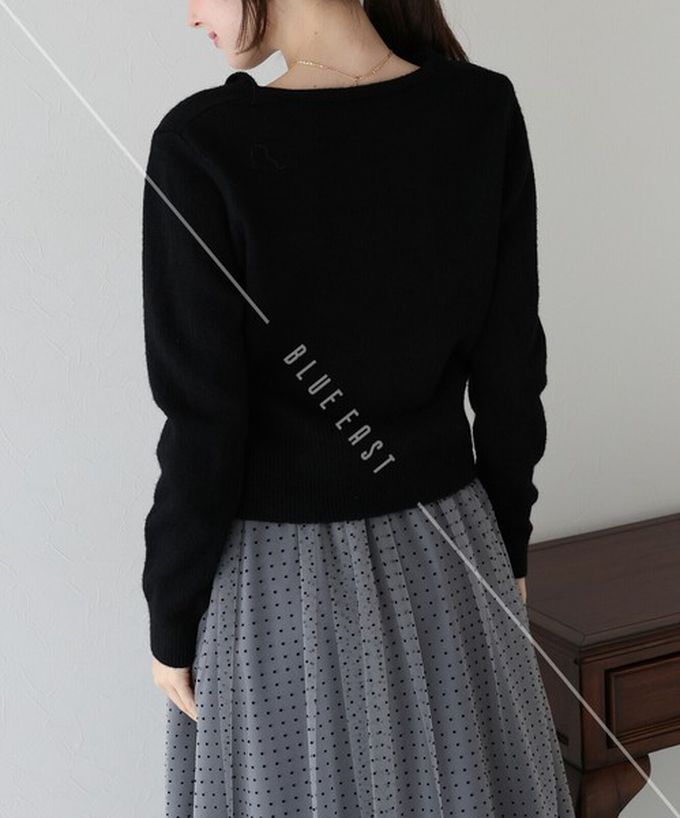 日本 BLUE EAST - 愛心蝴蝶結扣成熟甜美針織開襟衫-酒紅 (M)