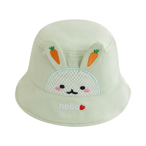 JoyNa - 兒童遮陽帽 寶寶漁夫帽 防曬帽 卡通蘿蔔兔-綠色