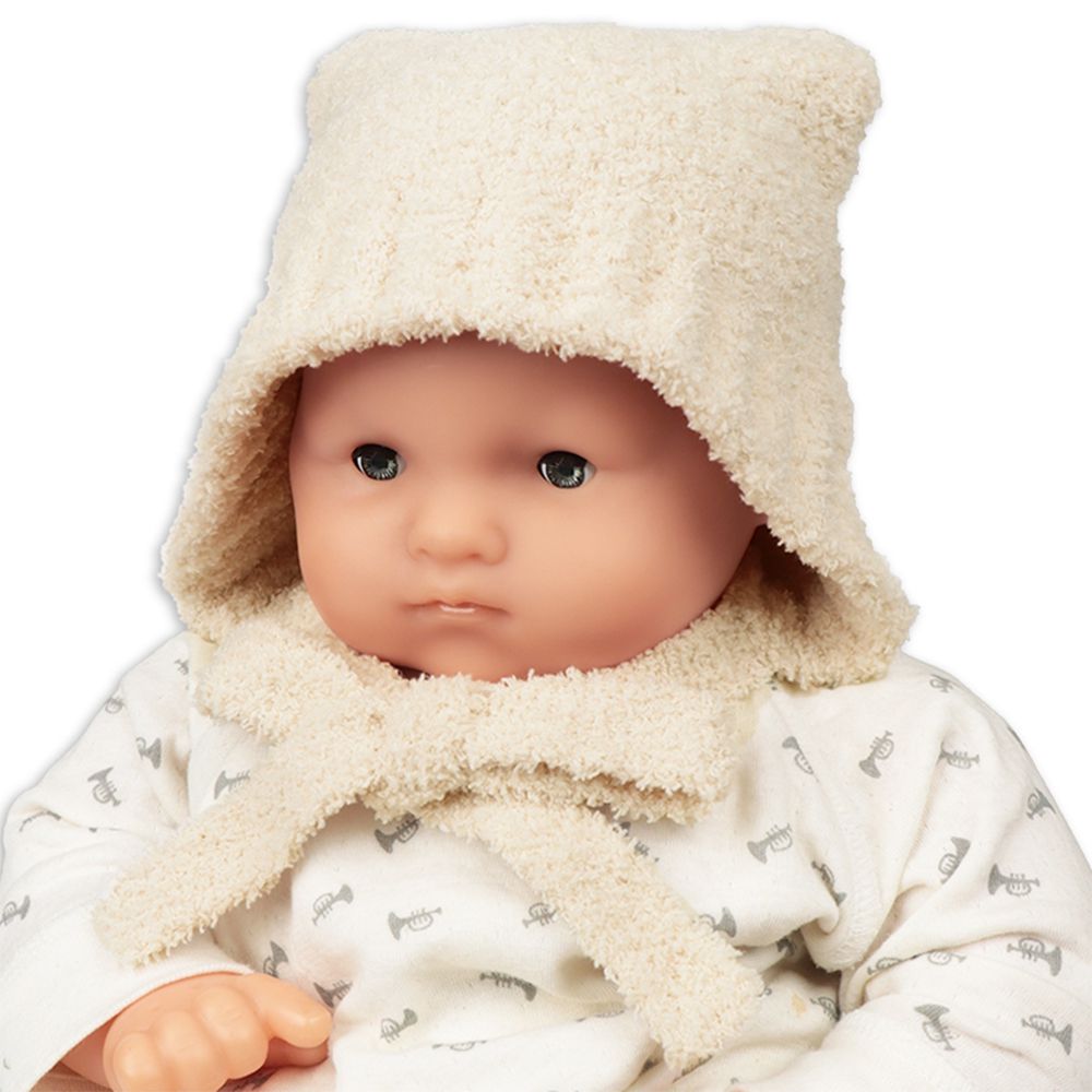 嬰幼兒小耳朵毛茸茸針織帽-象牙白色