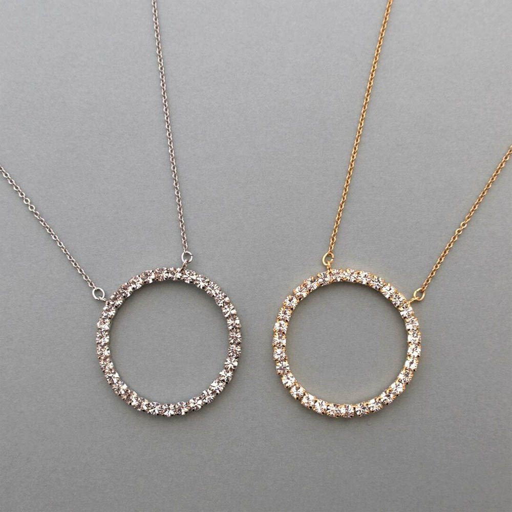 日本製 典雅華美水鑽長項鏈-圓形