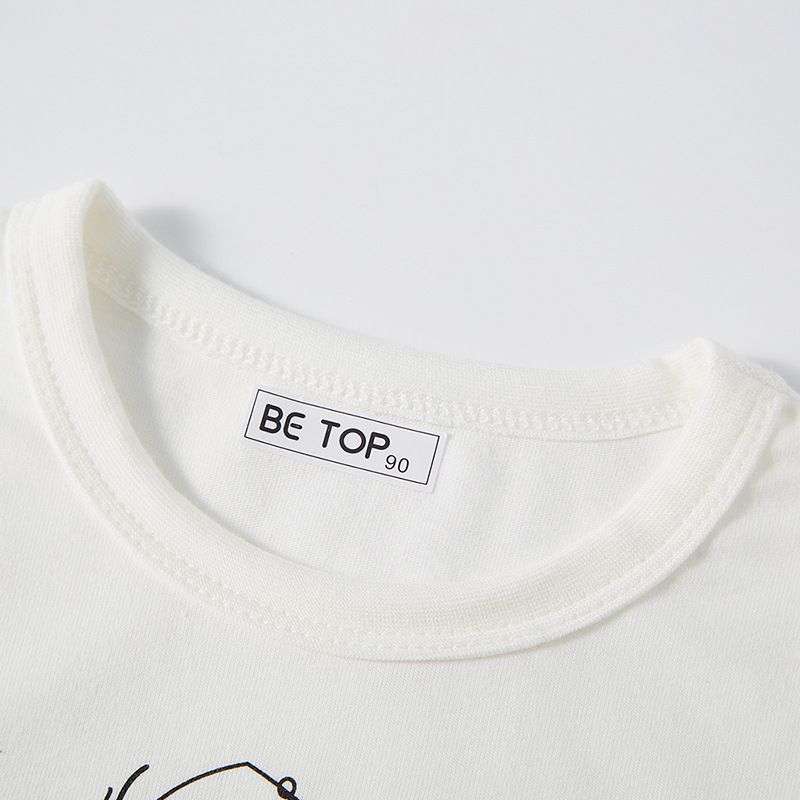 純棉圓領立體長袖上衣-翻翻嘴恐龍-米白色