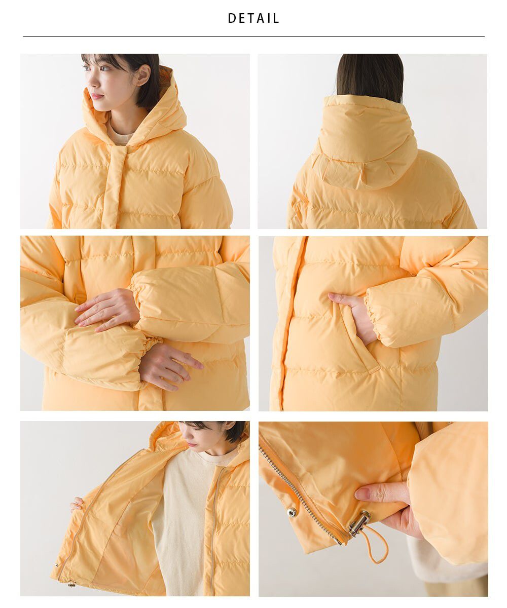 日本 OMNES - 80%羽絨 時尚短版輕盈連帽外套-海軍藍